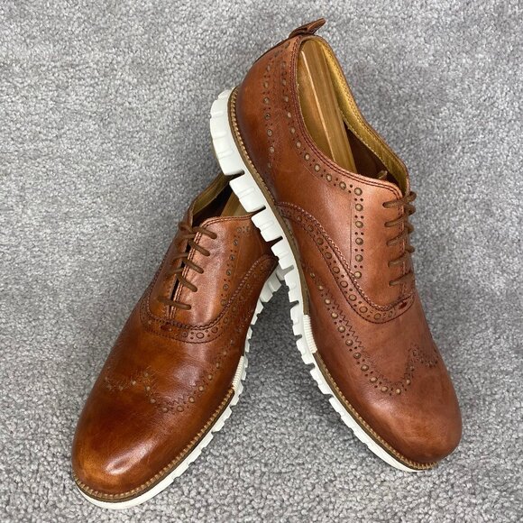 Cole Haan ZeroGrand Wingtip Oxford Dress Shoes British Tan C23741 Men’s US 9.5 M - Picture 2 of 10